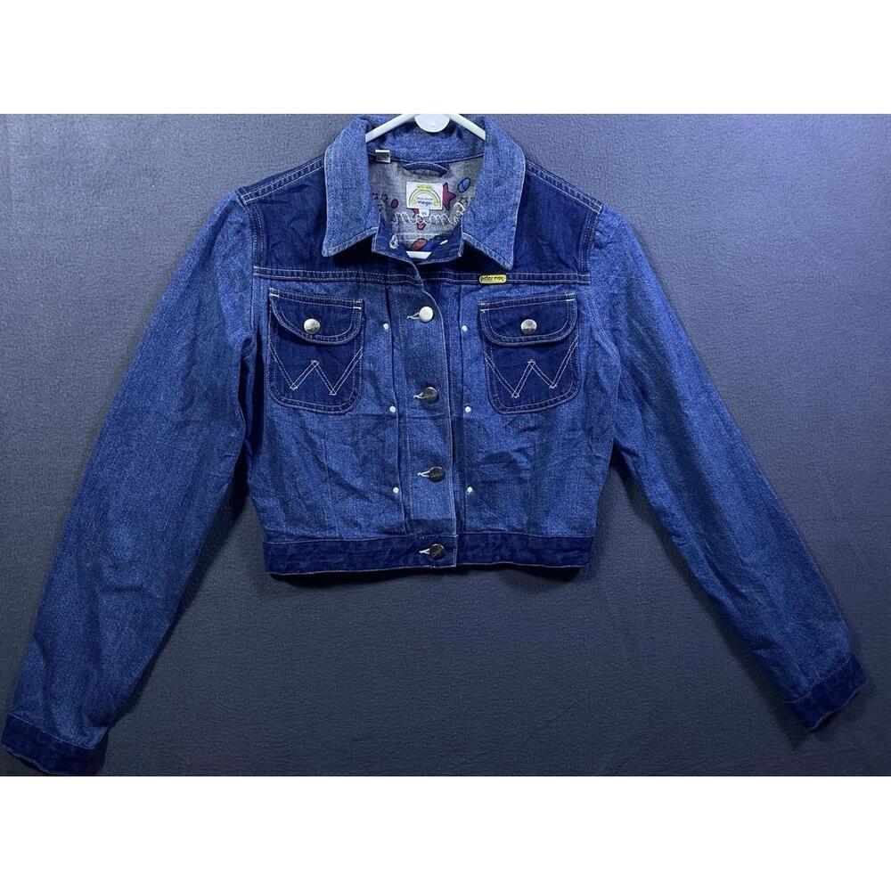 RARE VTG Wrangler X Peter Max Retro Jacket, Painted Art Blue Women’s XSMALL EUC!